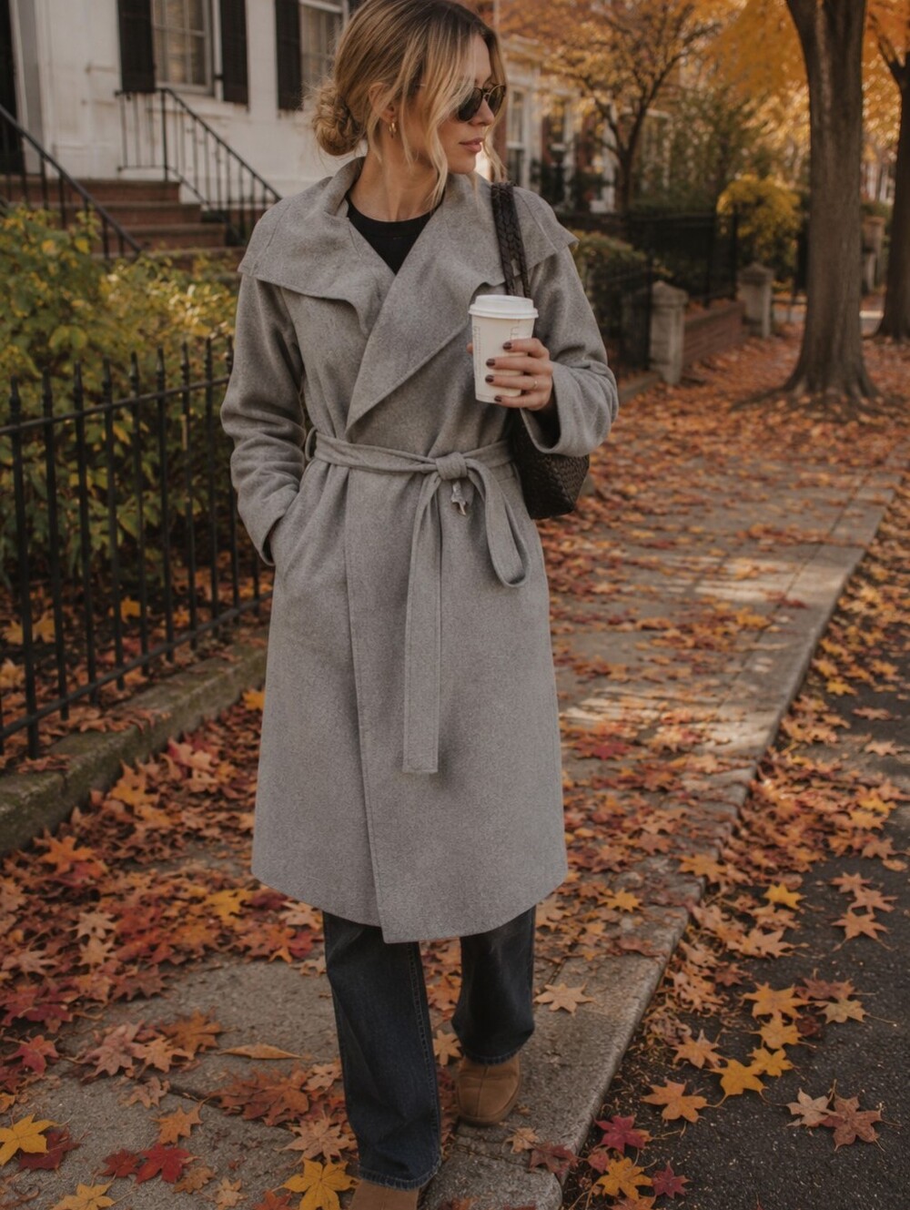 Harper Harlow Grey Coat Duster Cardigan NWT Quiet Luxury Old Money